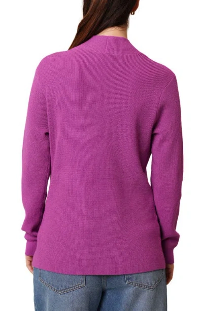 Cyrus Open Front Waffle Cardigan In Purple