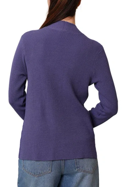 Cyrus Open Front Waffle Cardigan In Purple