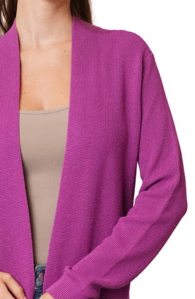Cyrus Open Front Waffle Cardigan In Purple