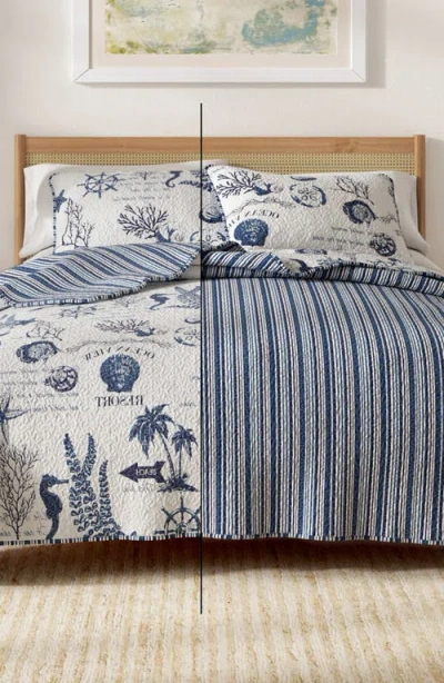 Woven & Weft Nautical Print Reversible Microfiber Quilt Set