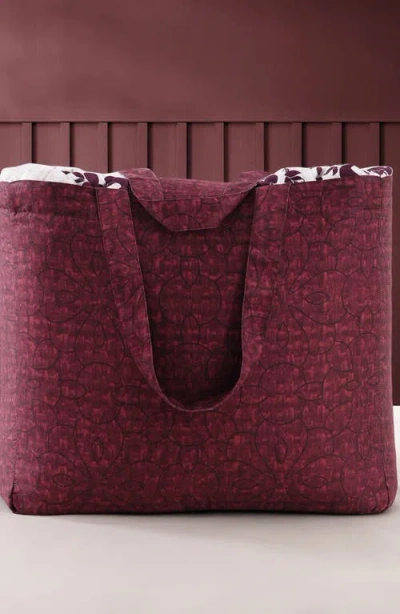 Bebejan Rosewood Harmony Reversible Quilted Coverlet Set In Burgundy