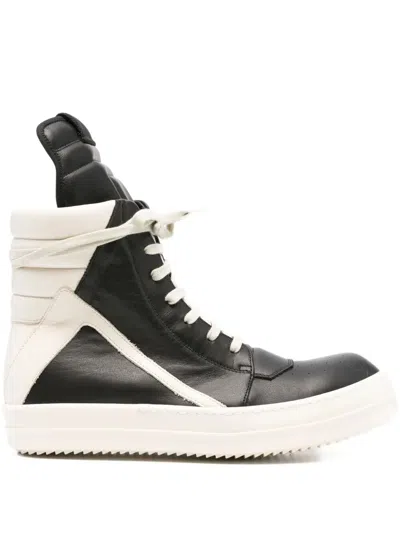 Rick Owens Men "geobasket" Leather Sneakers