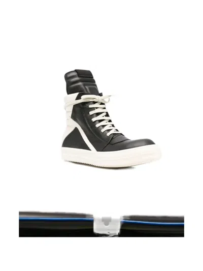 Rick Owens Men "geobasket" Leather Sneakers