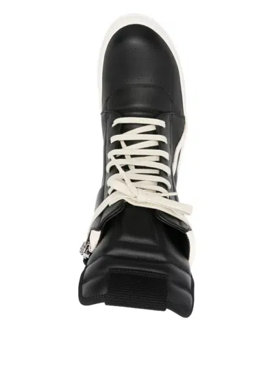 Rick Owens Men "geobasket" Leather Sneakers