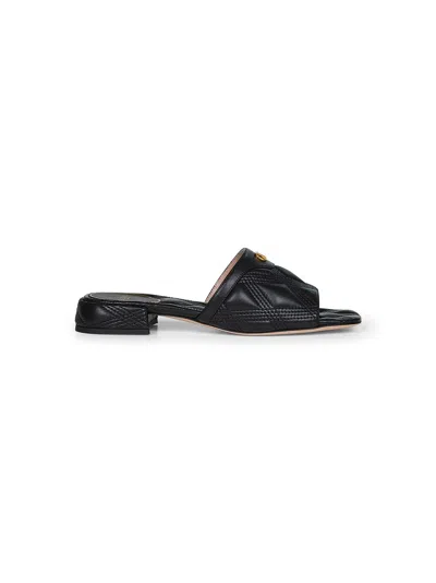 Valentino Garavani Women Black Quilted Nappa Leather Quiltie 67 Slide Sandals