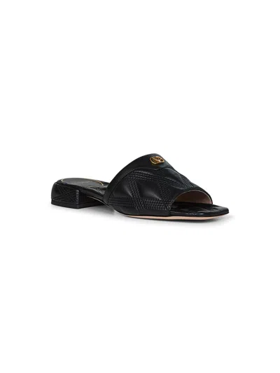 Valentino Garavani Women Black Quilted Nappa Leather Quiltie 67 Slide Sandals