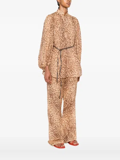 Zimmermann Leopard Print Cascadian Blouse