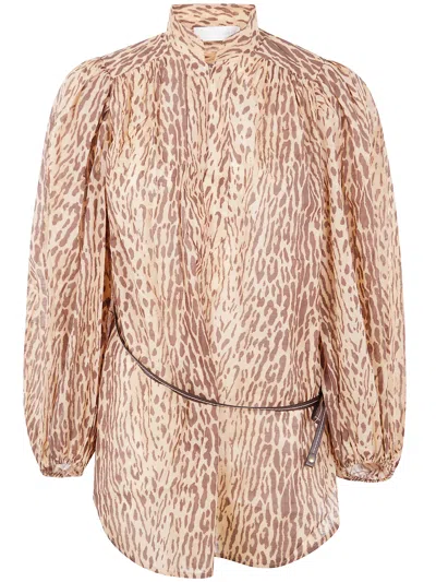 Zimmermann Leopard Print Cascadian Blouse