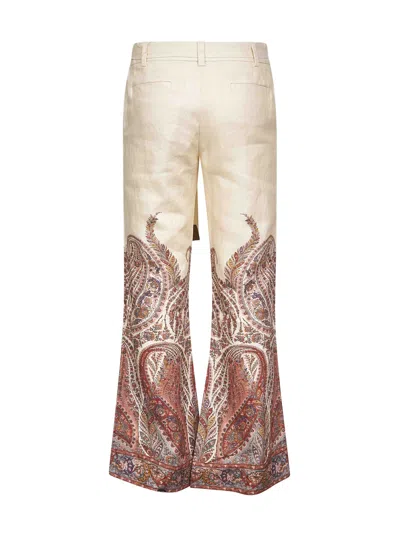 Zimmermann Women Cream Paisley Linen Rhiannon Flared Trousers In Multi