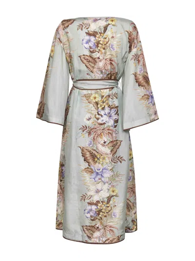 Zimmermann Women Sage Multi Floral Silk Habotai Coco Tunic Dress In Green