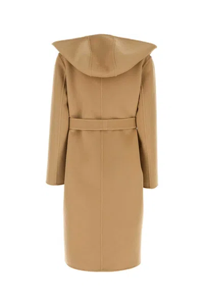 Gucci Women Camel Wool Blend Reversible Coat In Brown