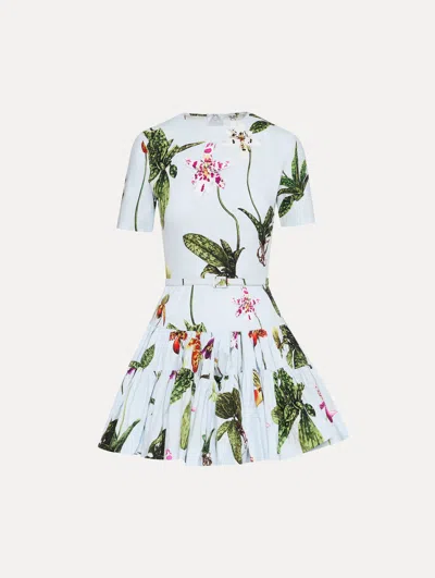 Oscar De La Renta Orchid Cotton Poplin Mini Dress