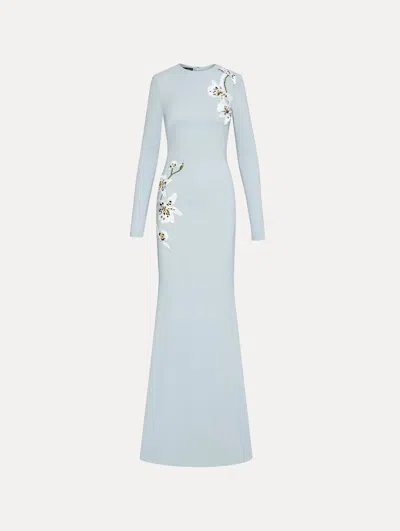Oscar De La Renta Orchid Threadwork Cady Gown