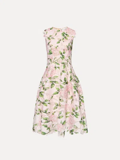 Oscar De La Renta English Rose Guipure Sleeveless Dress
