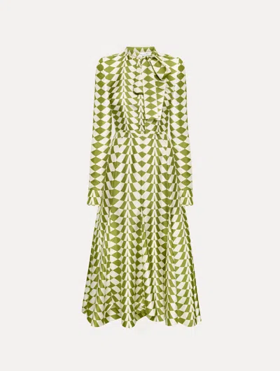 Oscar De La Renta Geo Silk Twill Shirt Dress