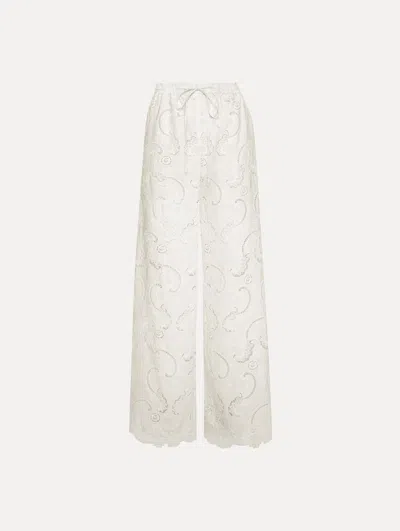 Oscar De La Renta Scroll Guipure Wide Leg Pant
