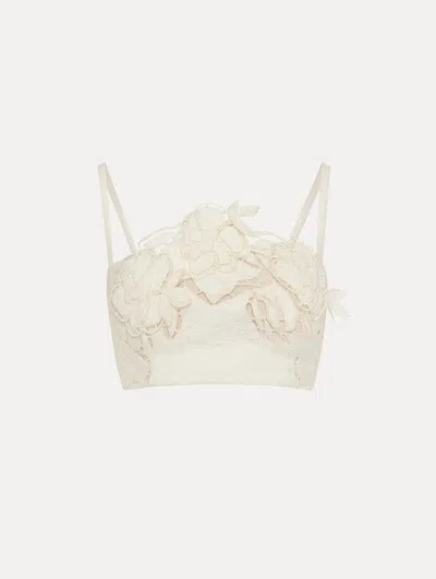 Oscar De La Renta Rose Cut-out Tweed Top