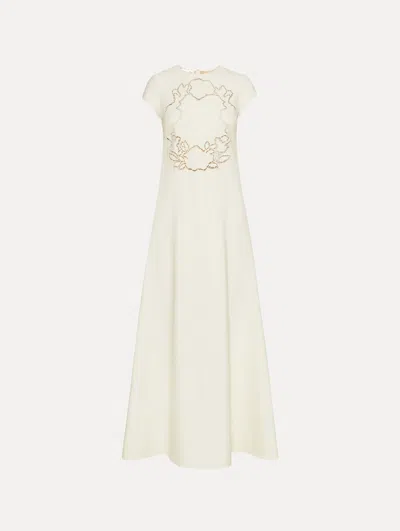 Oscar De La Renta Rose-motif Cut-out Maxi Dress In Neutral