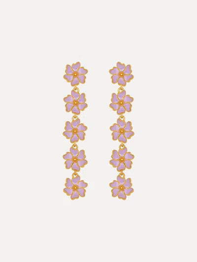 Oscar De La Renta Enamel Cherry Blossom Drop Earrings