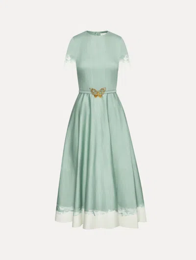 Oscar De La Renta Butterfly Belt Cotton Poplin Dress