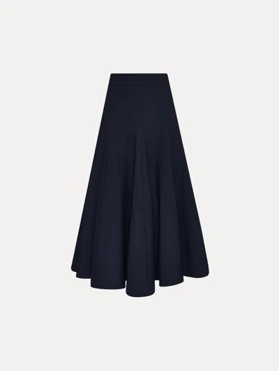 Oscar De La Renta Flared Stretch Wool Skirt