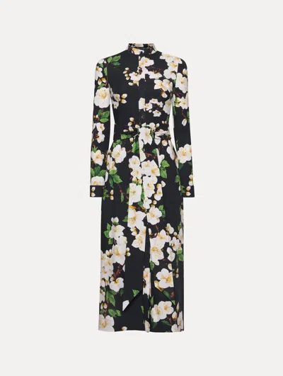 Oscar De La Renta Cherry Blossom Cotton Poplin Pencil Dress