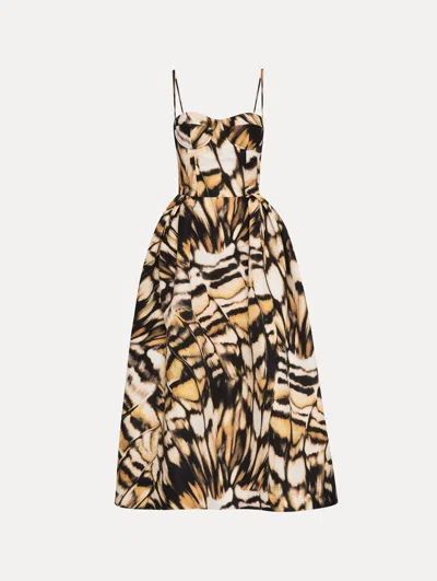 Oscar De La Renta Faille Bustier Midi Dress In Multi