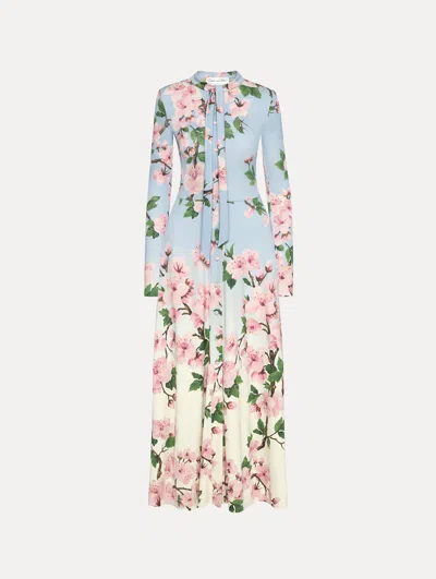 Oscar De La Renta Ombr Cherry Blossom Jersey Dress