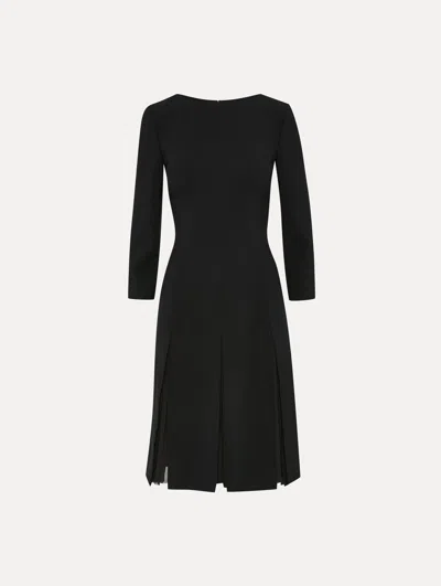 Oscar De La Renta Wool & Chiffon Inset Dress