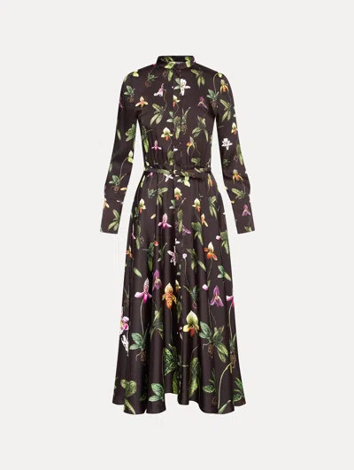 Oscar De La Renta Orchid Silk Twill Dress