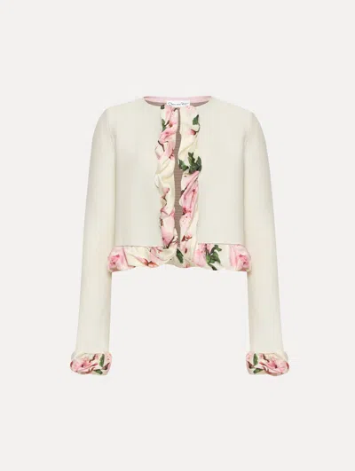 Oscar De La Renta Cherry Blossom Twist Trim Cardigan