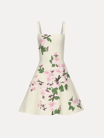 Oscar De La Renta Cherry Blossom Knit Fit-and-flare Mini Dress