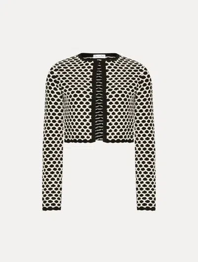 Oscar De La Renta Honeycomb Sequin Knit Jacket