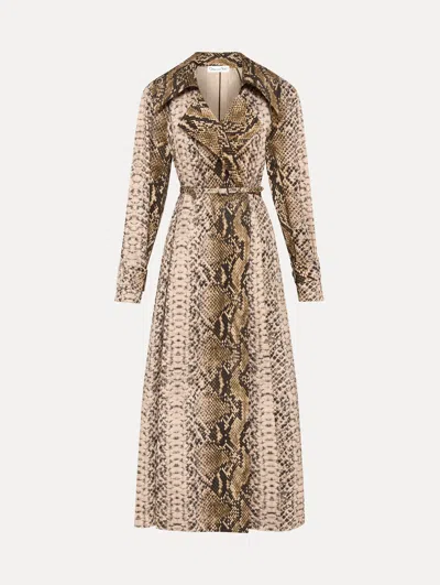 Oscar De La Renta Snake Cotton Trench Coat