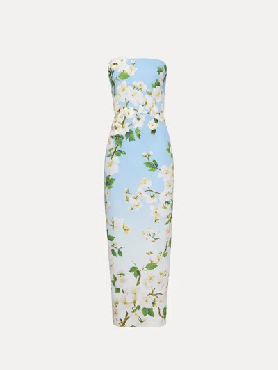 Oscar De La Renta Ombr Cherry Blossom Strapless Gown
