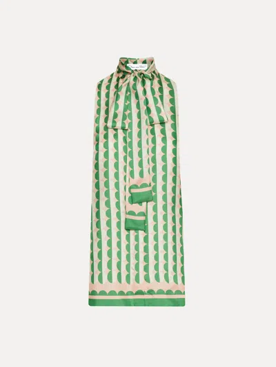 Oscar De La Renta Geometric Circle Silk Twill Sleeveless Blouse