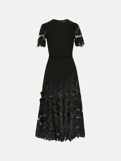 Oscar De La Renta Orchid Guipure Lace Inset Dress