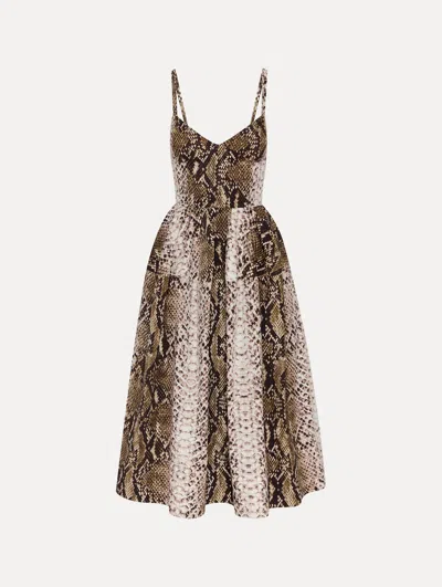 Oscar De La Renta Snake Cotton Poplin Dress