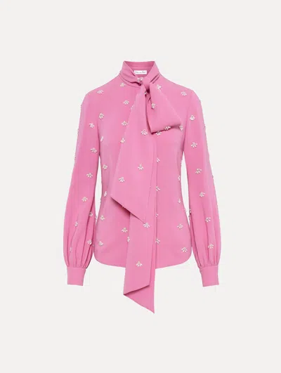 Oscar De La Renta Pearl Cabochon Blouse