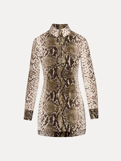 Oscar De La Renta Snake Cotton Poplin Shirt Dress