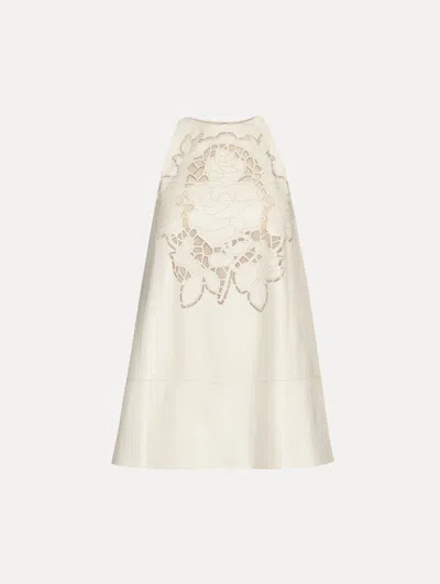 Oscar De La Renta English Rose Cutout Leather Dress In Neutral