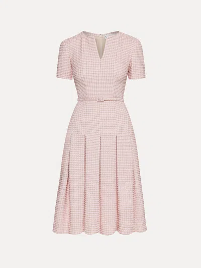 Oscar De La Renta Kariertes Tweed-minikleid In Pink
