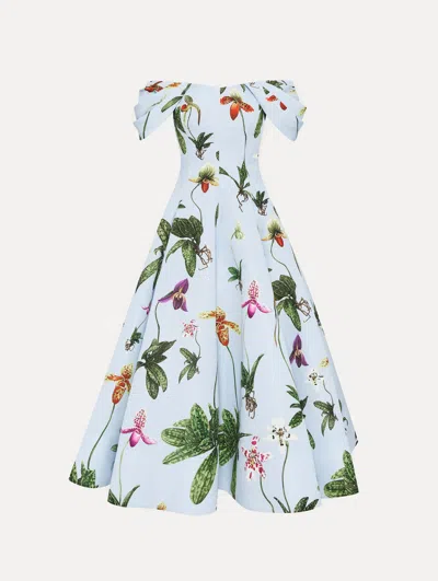 Oscar De La Renta Orchid Off Shoulder Faille Gown
