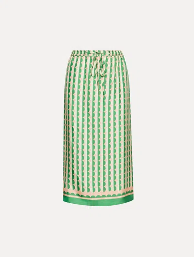 Oscar De La Renta Geometric Circle Silk Twill Skirt