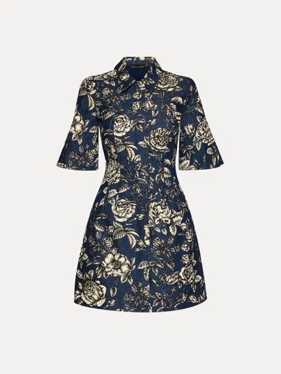Oscar De La Renta Rose Printed Denim Mini Dress