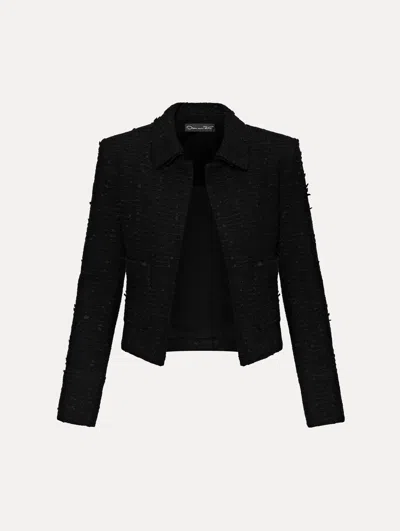 Oscar De La Renta Boucle Tweed Jacket In Black