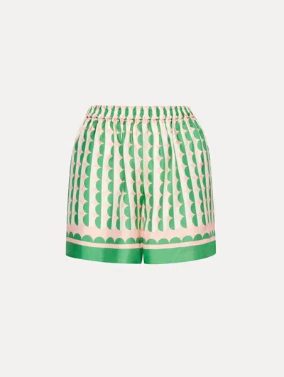 Oscar De La Renta Geometric Circle Silk Twill Shorts