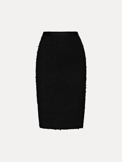 Oscar De La Renta Ribbon Tweed Pencil Skirt In Black