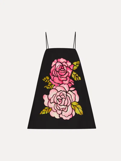Oscar De La Renta English Rose Mosaic Trapeze Dress