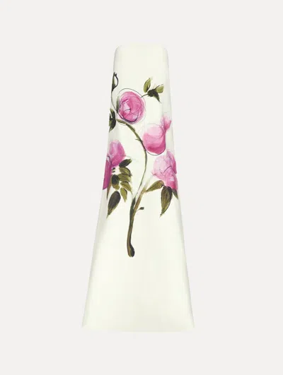 Oscar De La Renta Painted Roses Strapless Gown
